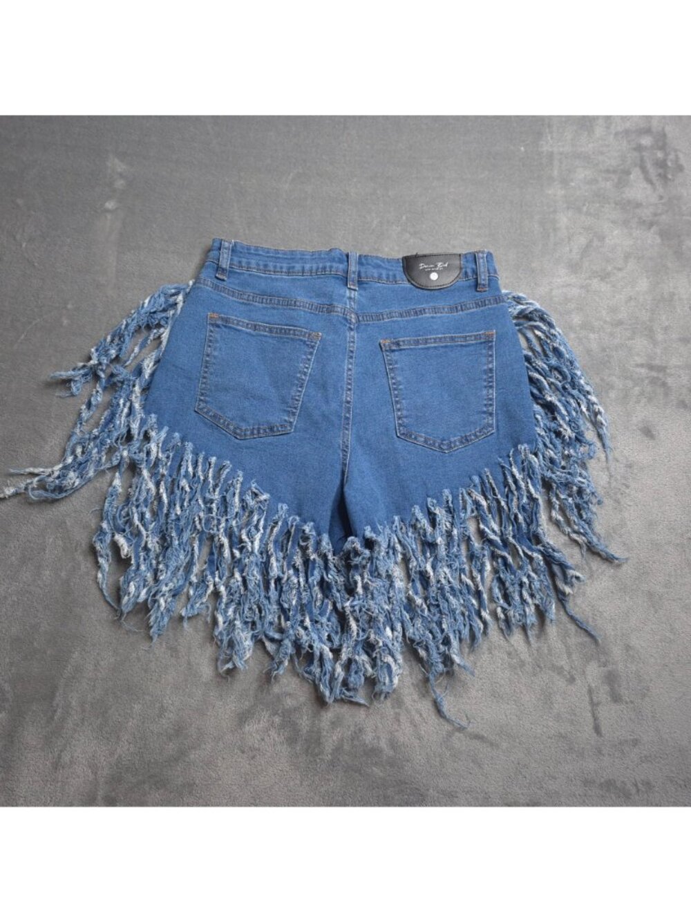 Denim Blvd Womens Fringe Jean Shorts 28 High Rise Medium Wash - Picture 3 of 5